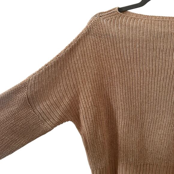 J. Crew Ribbed Funnelneck Sweater in Linen-Cotton Blend in Soft Khaki Bone Sz M - Picture 8 of 11